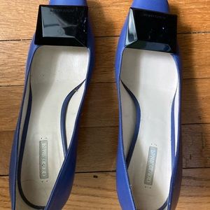 Blue Giorgio Armani leather pumps.
